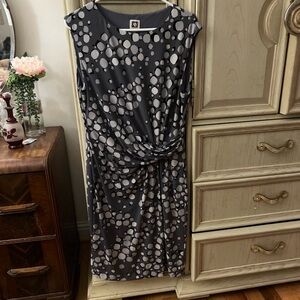 Anne Klein Charcoal and Cream Midi Dress